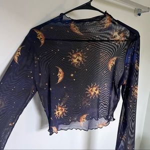 mesh sun and moon crop top